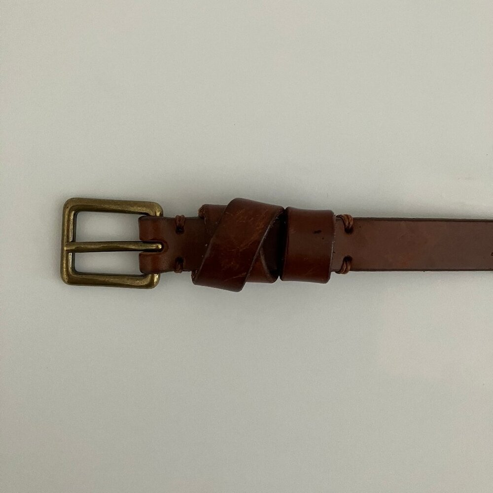 Madewell Genuine Leather Brown Belt with Gold Buckle - Picture 3 of 6